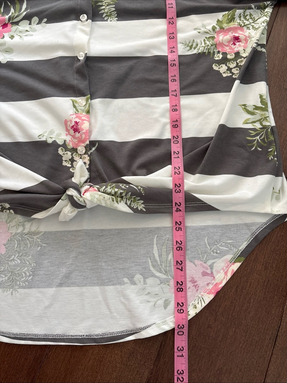 LulaRoe Striped and Floral Charlie Button Up Top Womens L New Soft Stretchy - Picture 9 of 14